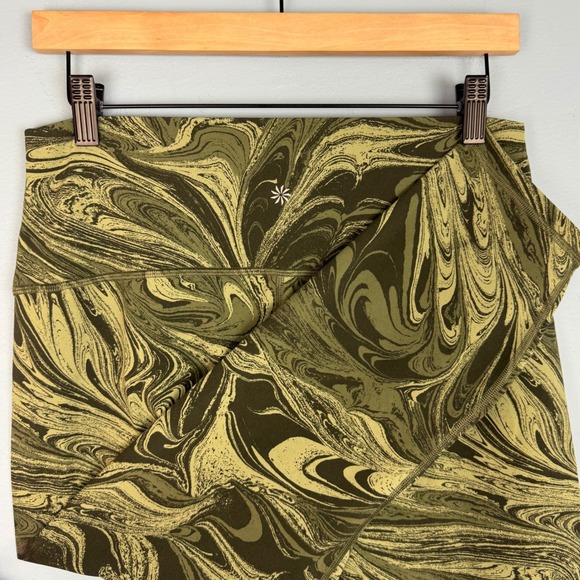 Athleta Transcend 7/8 Cropped HR Leggings Women's Size 1X Green Marble Geometric - Picture 1 of 6